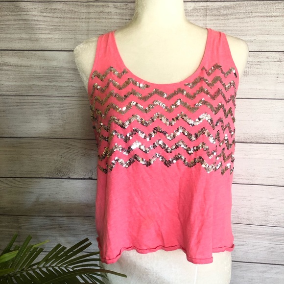PINK Victoria's Secret Tops - Victoria’s Secret Pink | Sequins Zigzag Tank Top